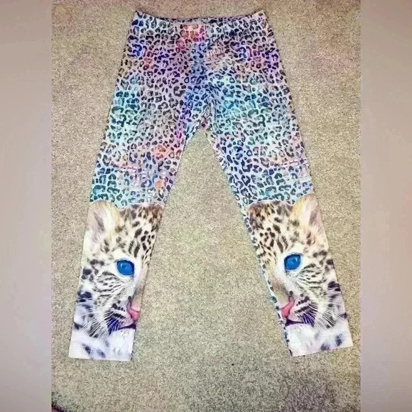 Girls multicolor leopard prints leggings - Picture 1 of 4